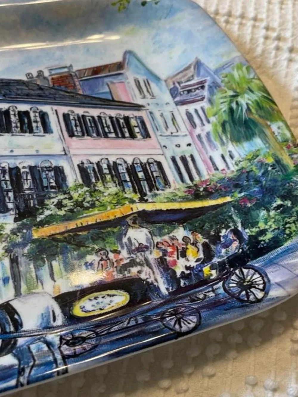 Pimpernel Vintage Melamine City Street Houses Colorful Rectangular Serving Tray